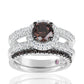 Suzy Levian Sterling Silver Brown Brown and White Cubic Zirconia 2-Piece Engagement Ring