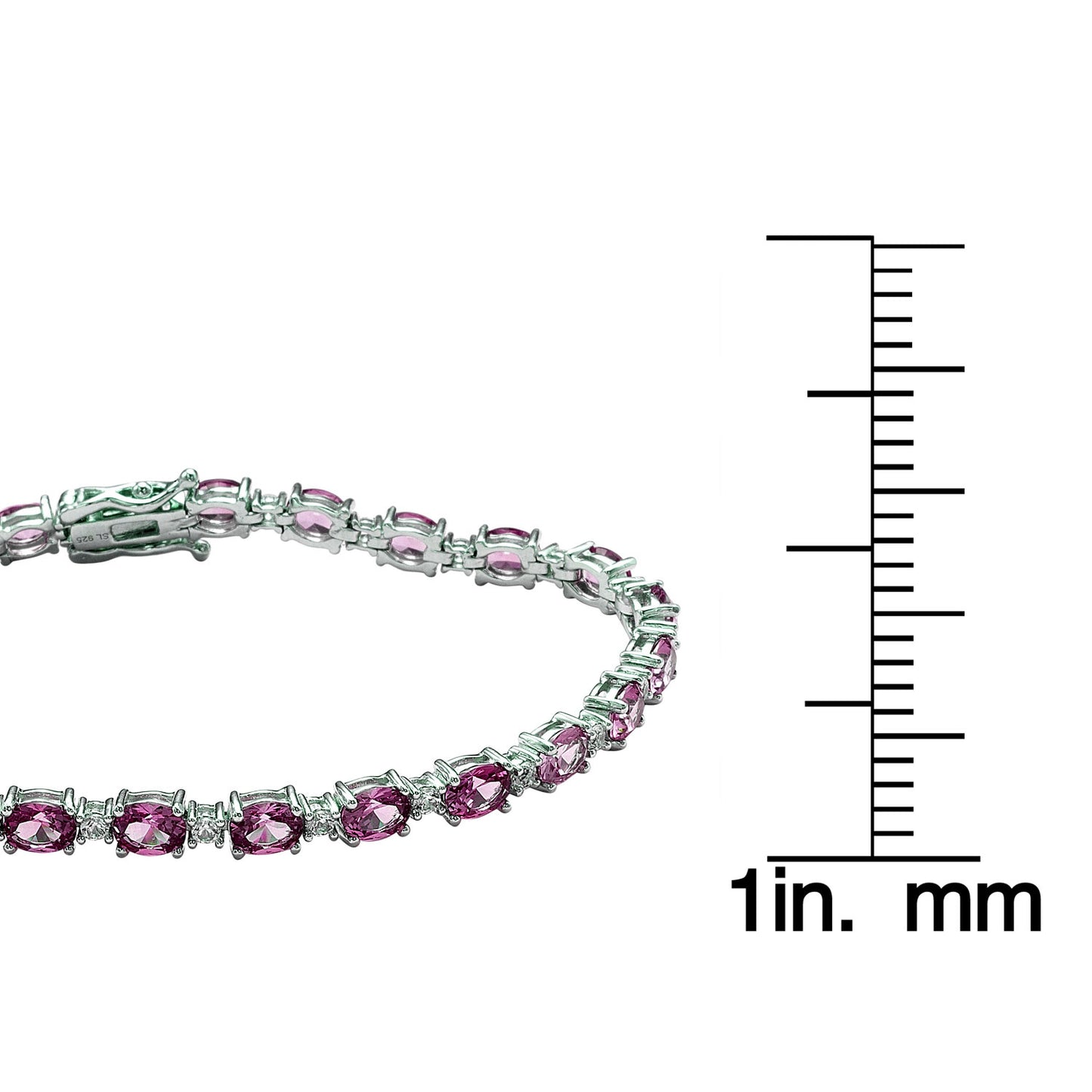 Suzy Levian Sterling Silver Oval-Cut Pink Sapphire Tennis Bracelet