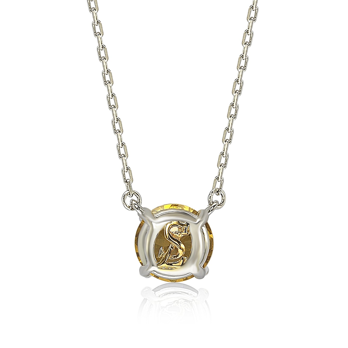 Suzy Levian Sterling Silver Yellow Sapphire Solitaire Necklace