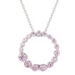 Suzy Levian Sterling Silver Pink Cubic Zirconia Circle Journey Necklace