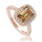 Suzy Levian Bridal Brown Cubic Zirconia with Halo Rose Sterling Silver Ring