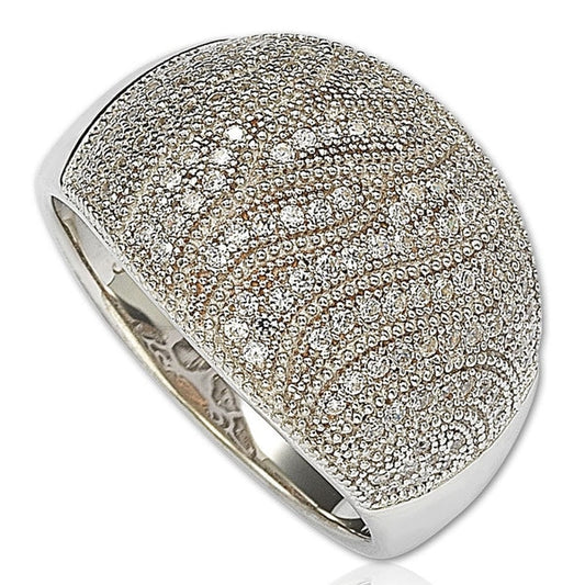 Suzy Levian Sterling Silver Cubic Zirconia Pave Anniversary Ring
