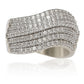 Suzy Levian Pave Cubic Zirconia Sterling Silver Wavy Crossing Ring