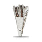 Suzy Levian Sterling Silver White and Brown Cubic Zirconia Intertwined Ring