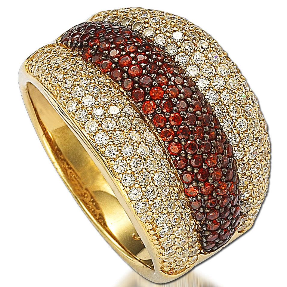 Suzy Levian Gold over Sterling Silver Cubic Zirconia Reddish Brown Ring