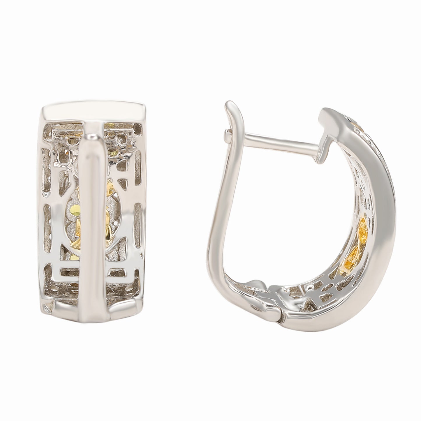 Suzy Levian Yellow Sapphire and Diamond in Sterling Silver Earring