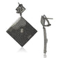 Suzy Levian Blackened Sterling Silver Cubic Zirconia Pave Diamond-Shape Earrings