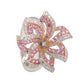 Suzy Levian Pink Sapphire and Diamond in Sterling Silver Flower Ring