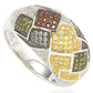 Suzy Levian Sterling Silver Cubic Zirconia Modern Italian Multi-colored Exotic Ring