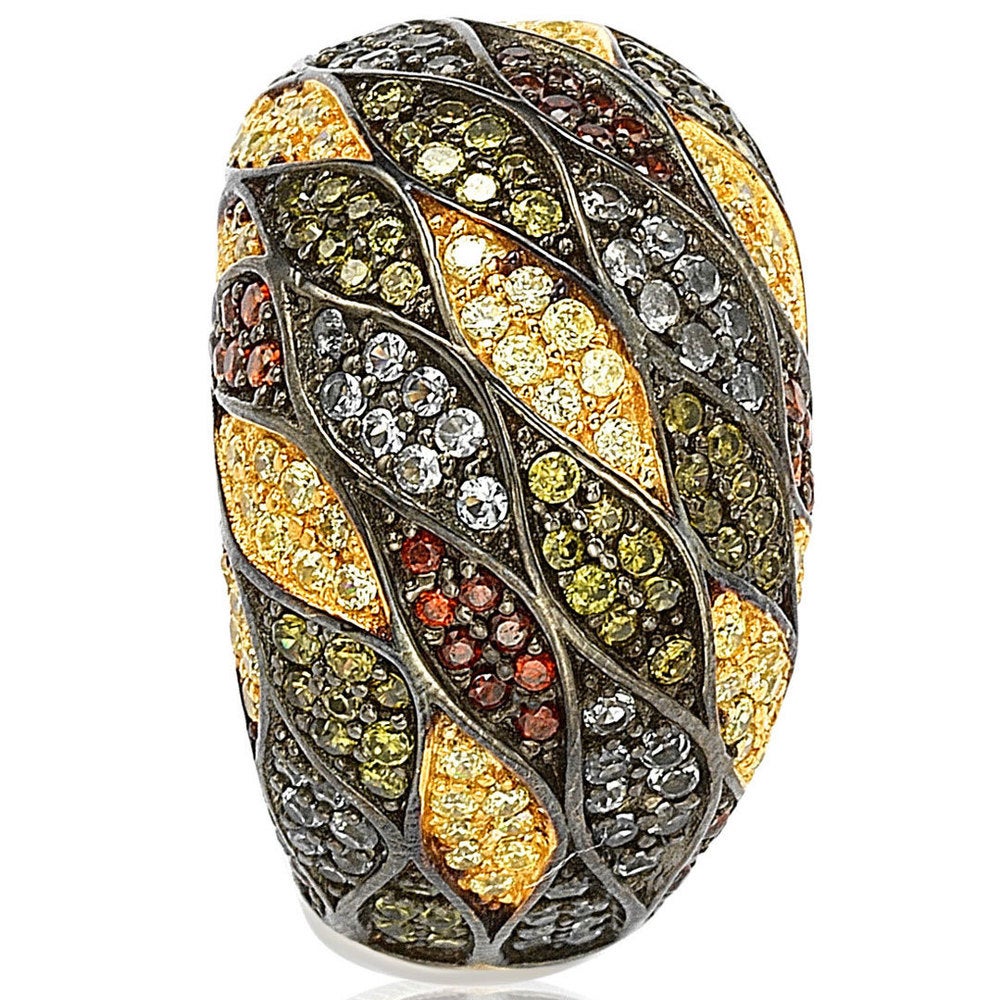 Suzy Levian Sterling Silver Cubic Zirconia Multi-Color Pave Dome Ring