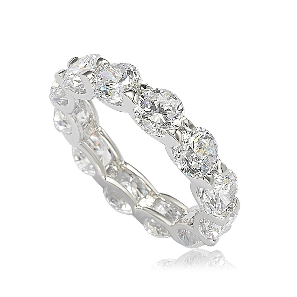 Suzy Levian Sterling Silver Cubic Zirconia Round U-Shape Eternity Band