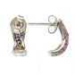 Suzy Levian Sterling Silver Pink Sapphire Petite Crossover Pave Earrings