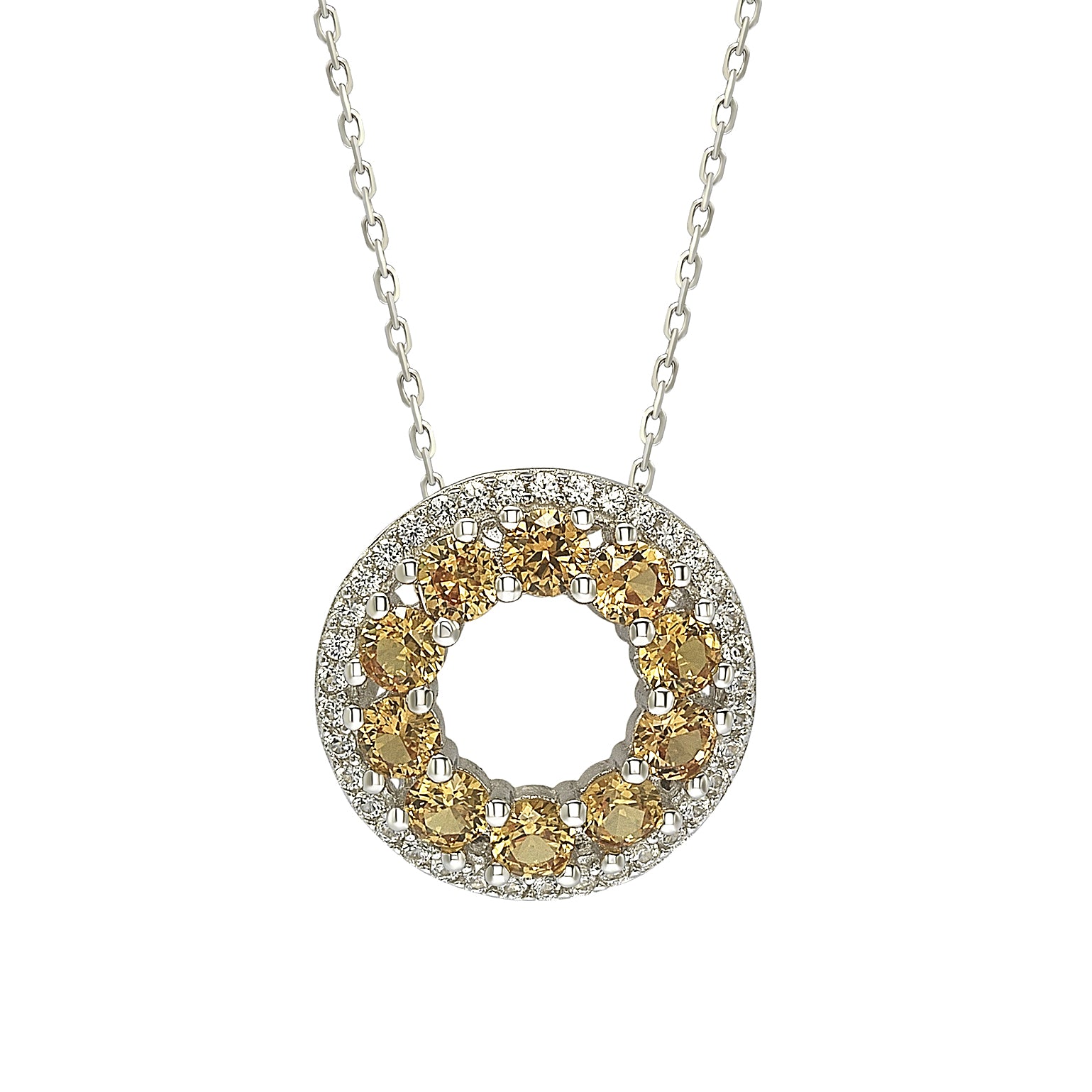 Suzy Levian Sterling Silver Yellow and White Sapphire Diamond