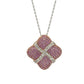 Suzy Levian Sterling Silver Pink Sapphire & Diamond Wrapped Cushion Pendant