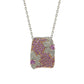 Suzy Levian Sterling Silver Pink Sapphire & Diamond Floral Petite Necklace