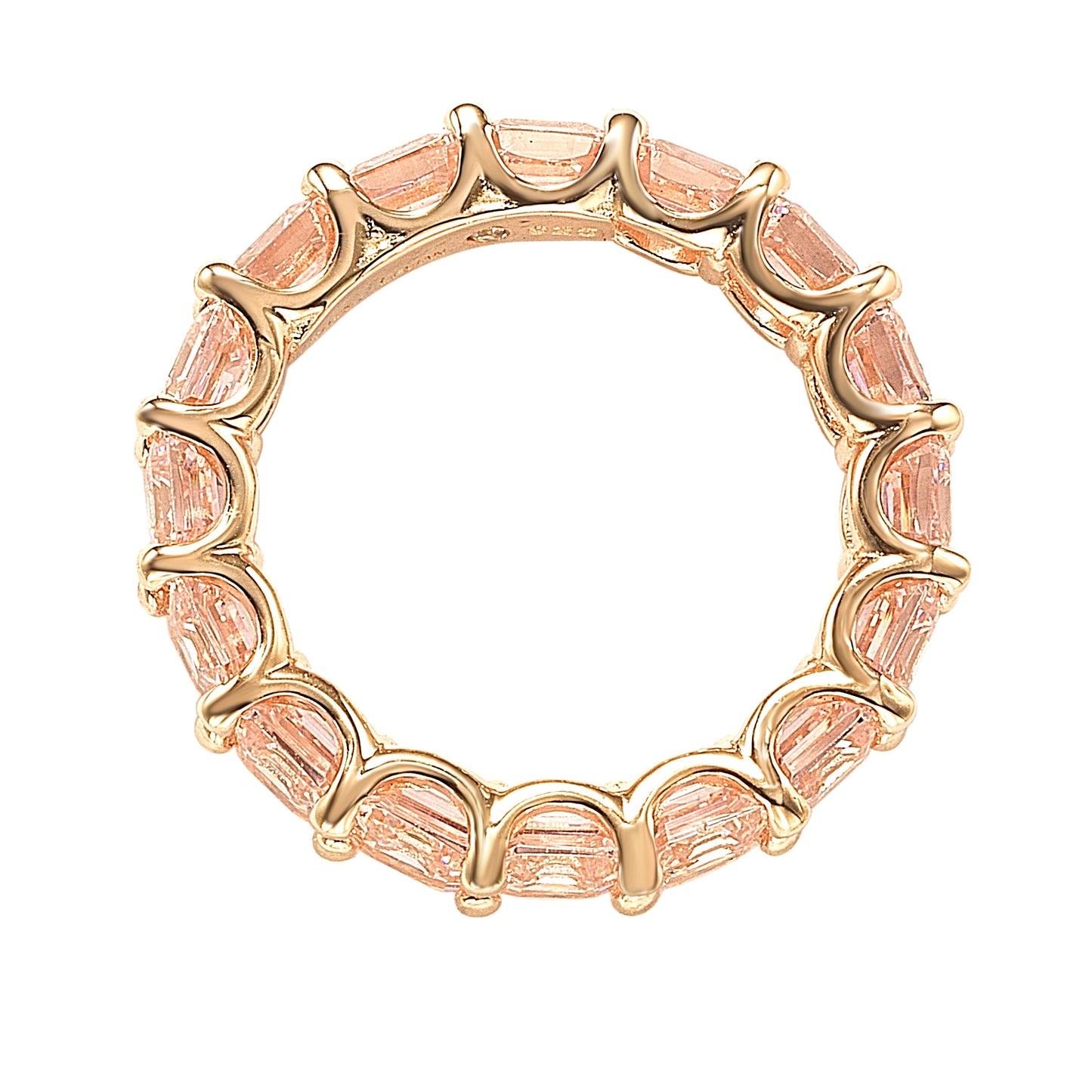 Suzy Levian Rosed Sterling Silver Pink Cubic Zirconia Asscher Cut Eternity Band