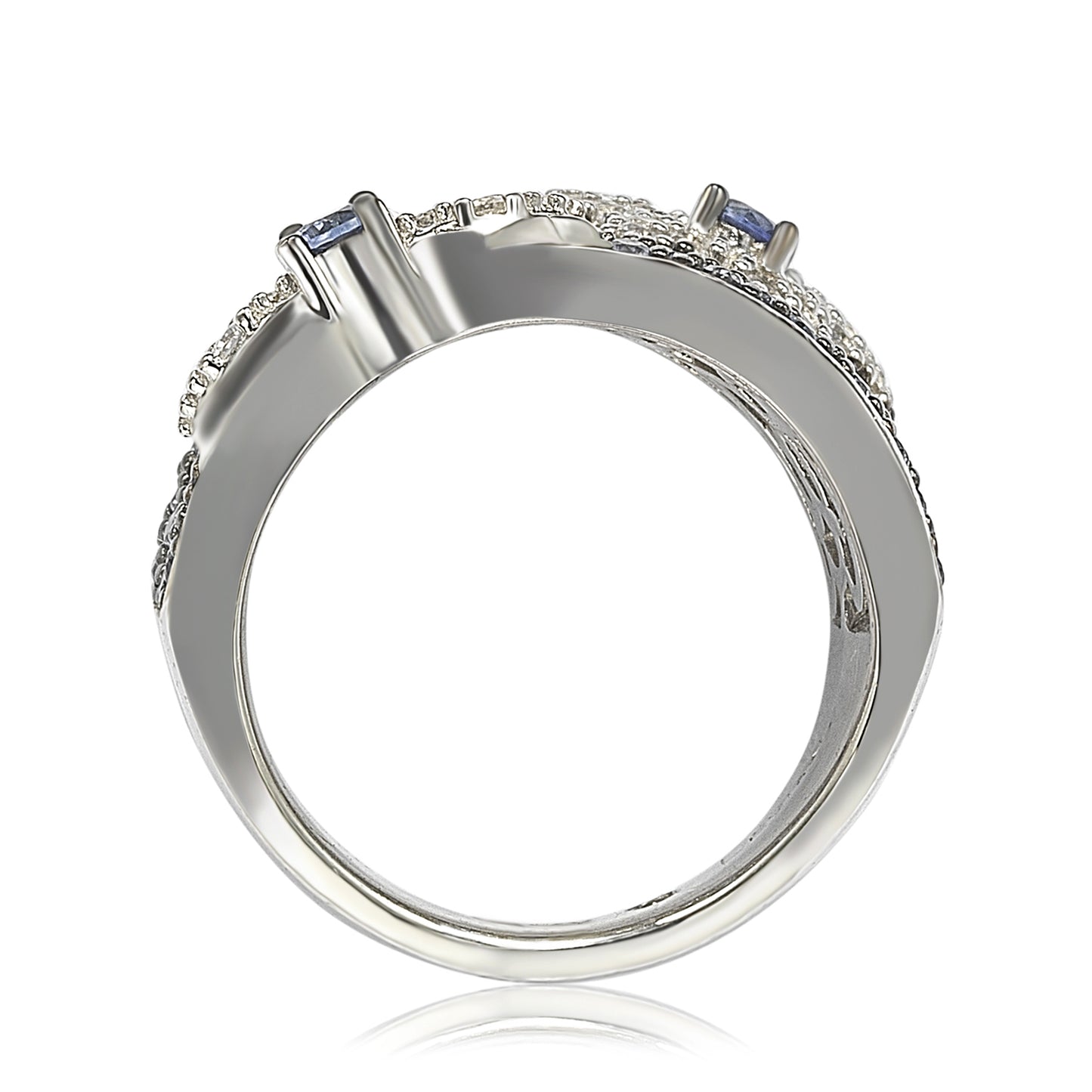 Suzy Levian Sapphire & Diamond Accent Sterling Silver Floral Ring