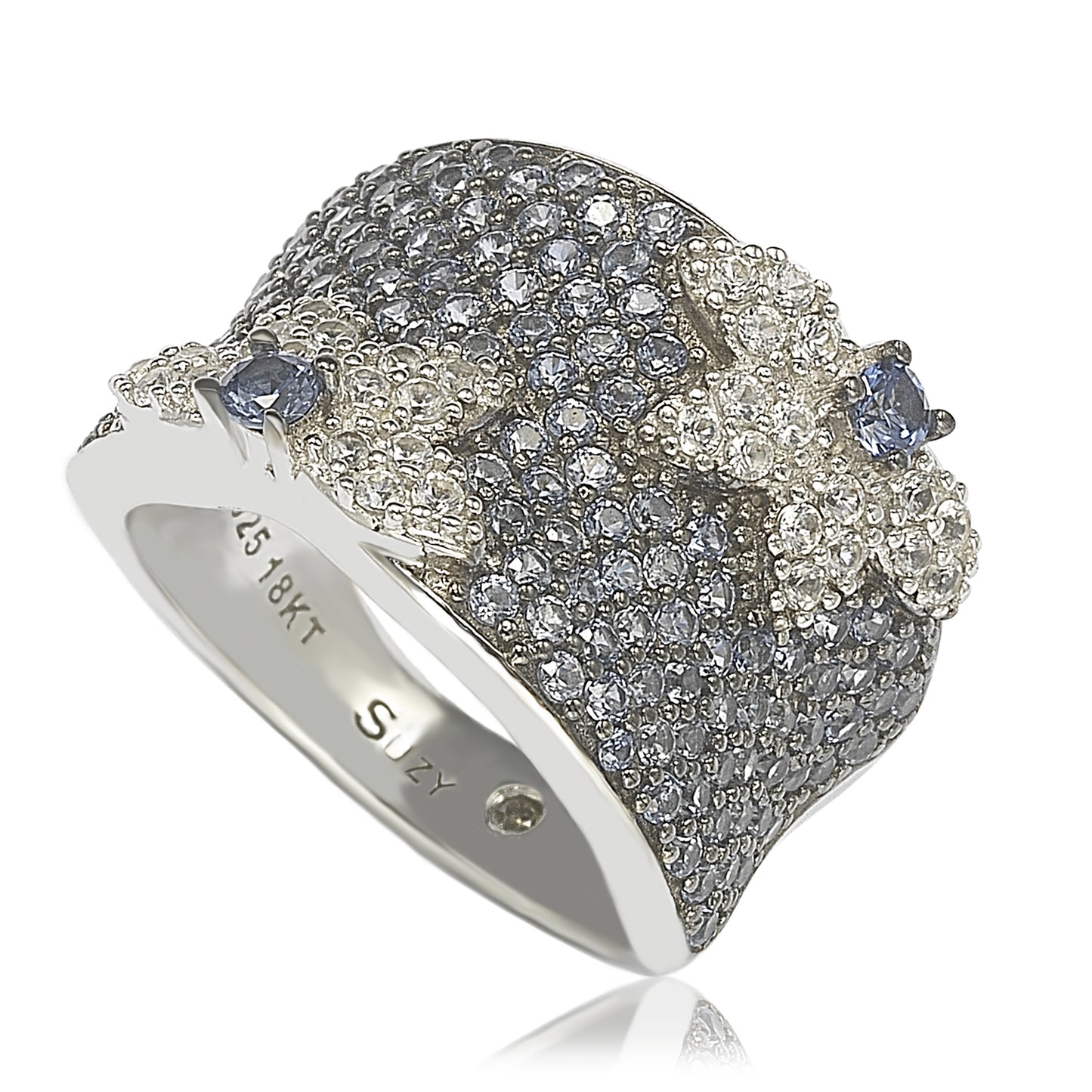 Suzy Levian Sapphire & Diamond Accent Sterling Silver Floral Ring