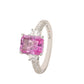 Suzy Levian Sterling Silver Pink Sapphire & Diamond Accent 3cttw Emerald Cut Bridal Ring