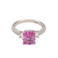 Suzy Levian Sterling Silver Pink Sapphire & Diamond Accent 3cttw Emerald Cut Bridal Ring