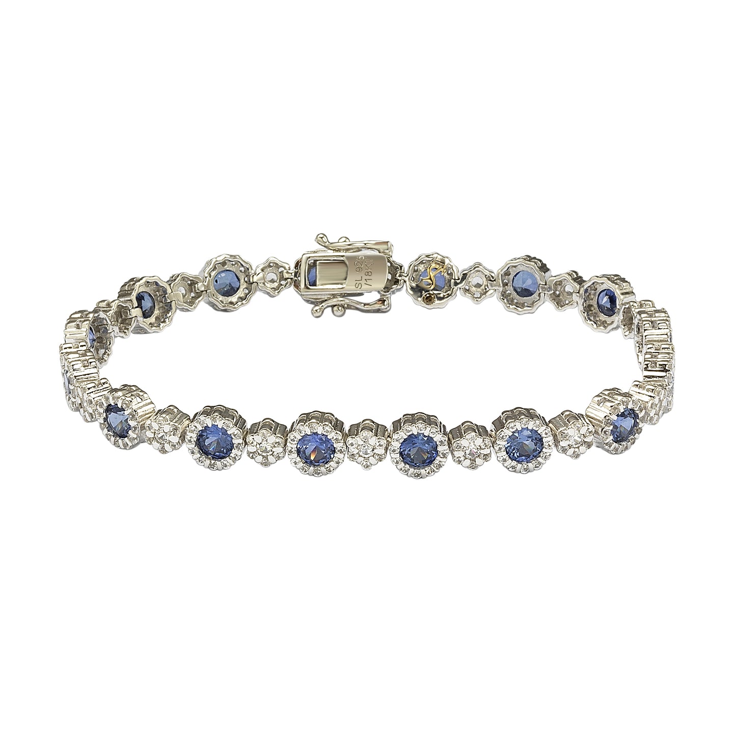 Suzy Levian Sterling Silver Sapphire and Diamond Accent Bracelet