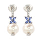 Suzy Levian Sterling Silver Pearl & Blue Sapphire Floral Earrings