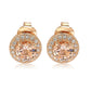 Suzy Levian Rose Sterling Silver Round Cut Morganite Cubic Zirconia Halo Studs