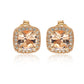 Suzy Levian Rose Sterling Silver Cushion Cut Morganite Cubic Zirconia Halo Studs - Pink