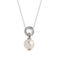 Suzy Levian Sterling Silver Pearl & Blue Sapphire Classic Circle Pendant
