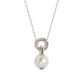 Suzy Levian Sterling Silver Pearl & Pink Sapphire Classic Circle Pendant