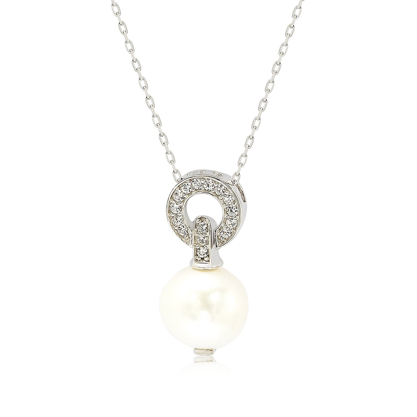 Suzy Levian Sterling Silver Pearl & Sapphire Classic Circle Pendant