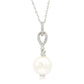Suzy Levian Sterling Silver Pearl & White Sapphire Dangle Pendant