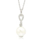 Suzy Levian Sterling Silver Pearl & White Sapphire Dangle Pendant