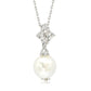 Suzy Levian Sterling Silver Pearl & White Sapphire Cluster Pendant