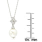 Suzy Levian Sterling Silver Pearl & White Sapphire Cluster Pendant
