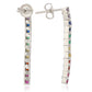 Suzy Levian Sterling Silver Rainbow Cubic Zirconia Drop  Line Earrings