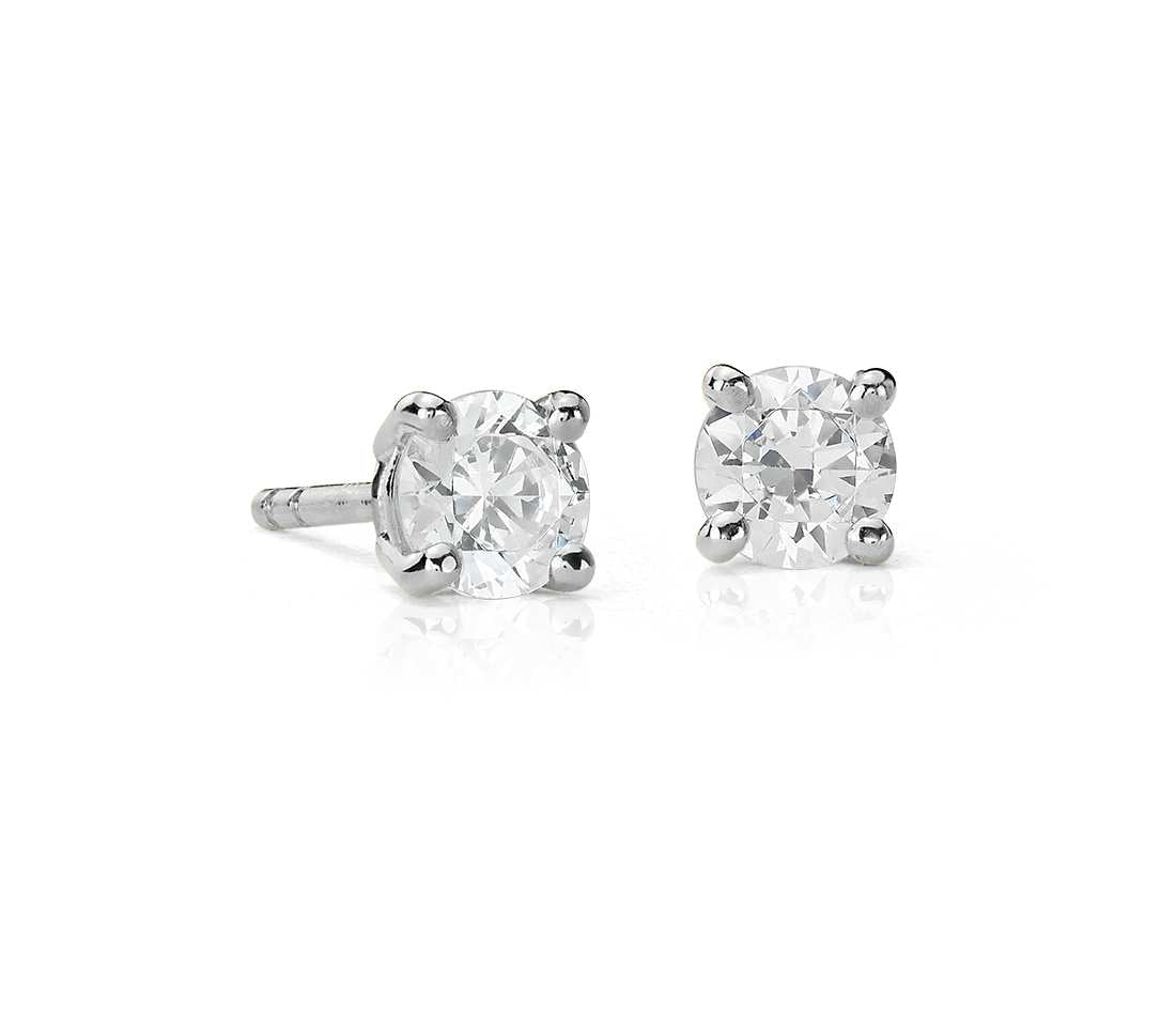 Suzy Levian 14K White Gold Classic Four-Prong 0.50 ct. tw. Diamond Stud Earrings
