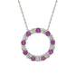 Suzy Levian Sterling Silver Pink Sapphire & Diamond Accent Alternating Circle Eternity Necklace