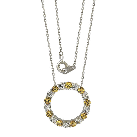 Suzy Levian Sterling Silver Yellow Sapphire & Diamond Accent Alternating Circle Eternity Necklace