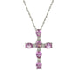 Suzy Levian Sterling Silver Pink Sapphire and Diamond Accent Cross Pendant