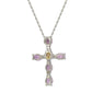 Suzy Levian Sterling Silver Pink Sapphire and Diamond Accent Cross Pendant