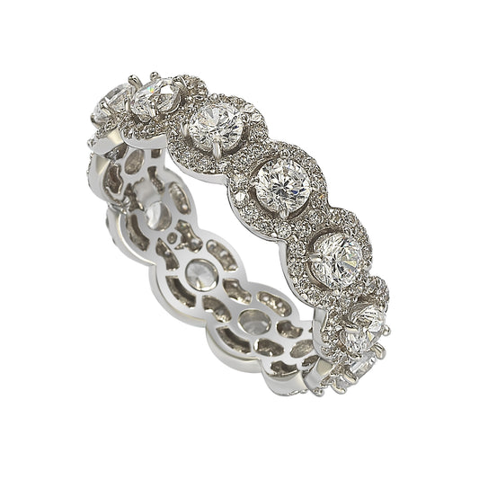 Suzy Levian Sterling Silver Round White Cubic Zirconia Eternity Band