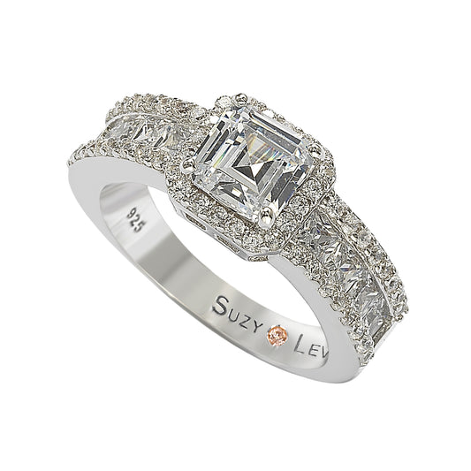 Suzy Levian Sterling Silver White Cubic Zirconia Engagement Ring