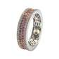 Suzy Levian Sterling Silver Pink Sapphire and Diamond Accent Pave Eternity Band