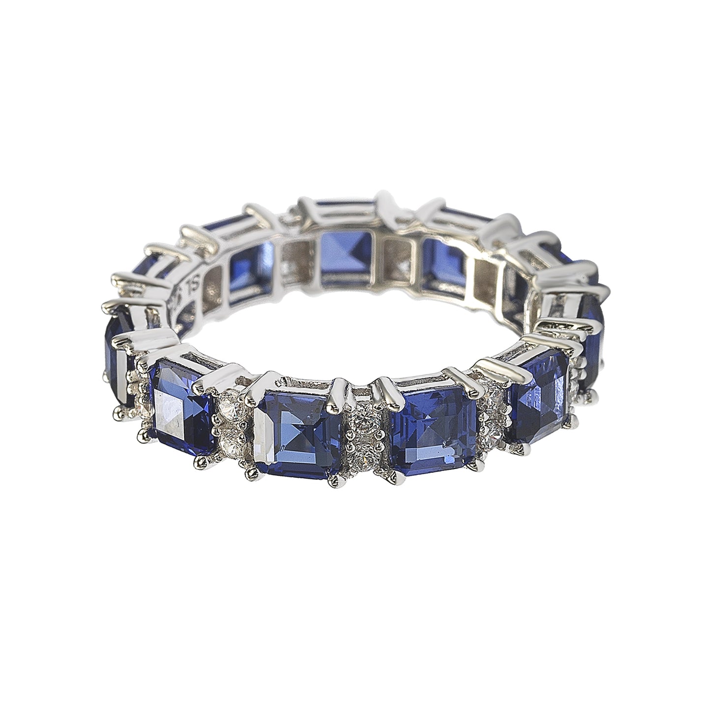 Suzy Levian Sterling Silver Sapphire and Diamond Accent Eternity Band