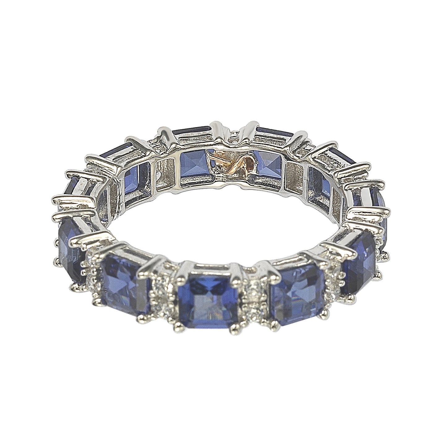 Suzy Levian Sterling Silver Sapphire and Diamond Accent Eternity Band