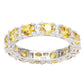 Suzy Levian Sterling Silver Round Cut Yellow Sapphire and Diamond Accent Eternity Band