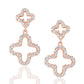 Suzy Levian Cubic Zirconia Rose Sterling Silver Double Clover Dangle Earrings