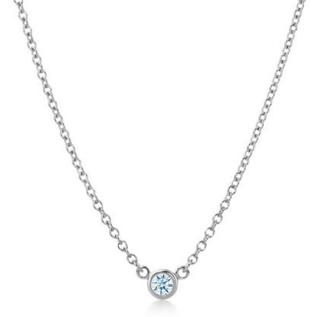 Suzy Levian 14k White Gold 0.25 ct TDW Diamond Solitaire Necklace
