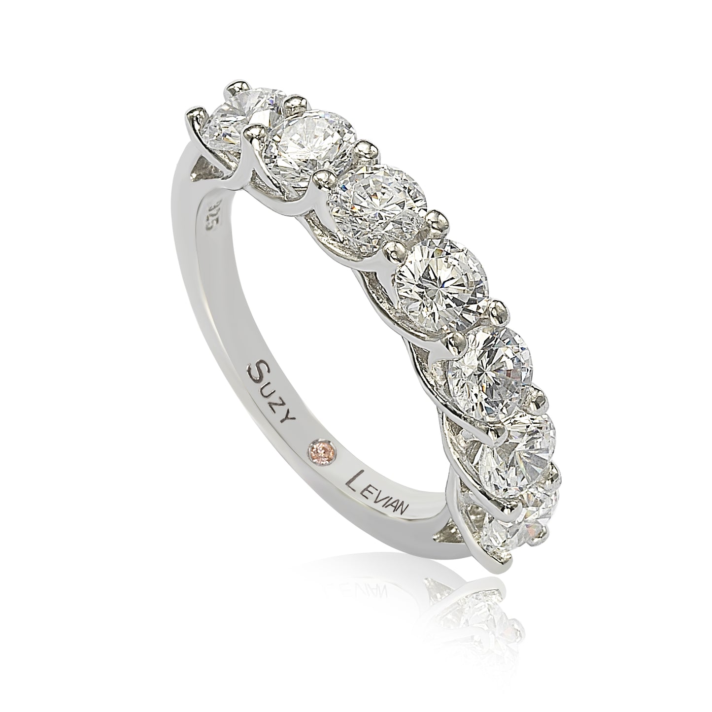 Suzy Levian Sterling Silver White Cubic Zirconia Half Eternity Band